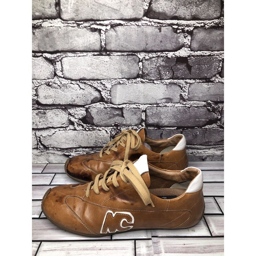 Pegabo Brown Leather Bicycle Toe Lace Casual Oxfords Shoes Women Sz 38EU/7.5M US